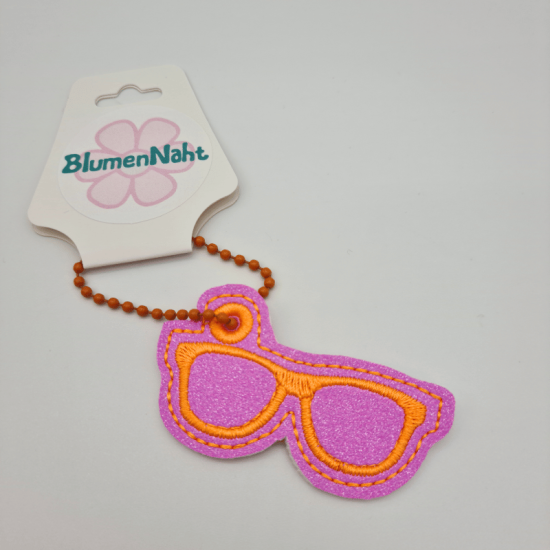 Kleiner Anhänger Brille #6 glitzerpink/neon-orange